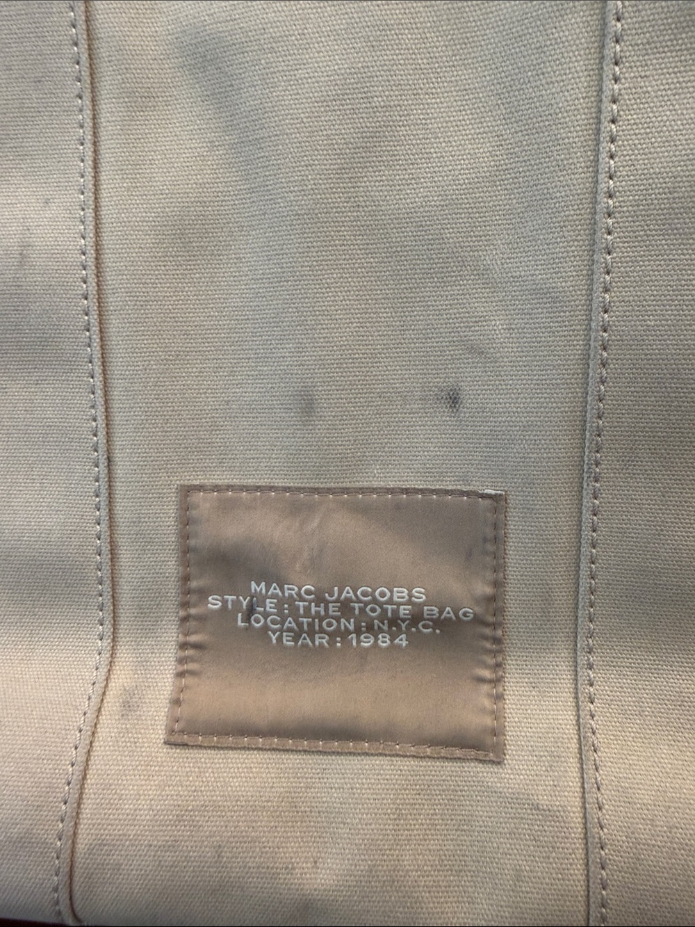 Marc Jacobs Canvas Tote Bag in Beige with White Logo - Picture 8 of 16